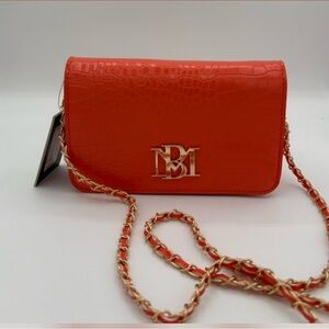 Badgley Mischka orange snake crossbody NWT